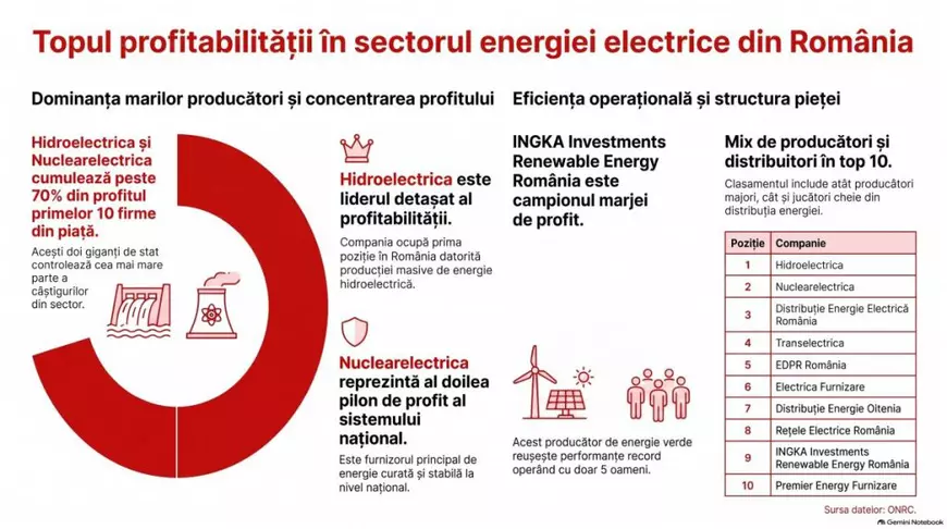Hidroelectrica și Nuclearelectrica, deținute de stat, domină piața energetică din România. Cine este campionul verde cu doar 5 oameni