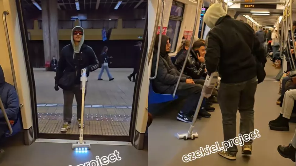 Tânăr din București aspiră în metrou și filmează reacții