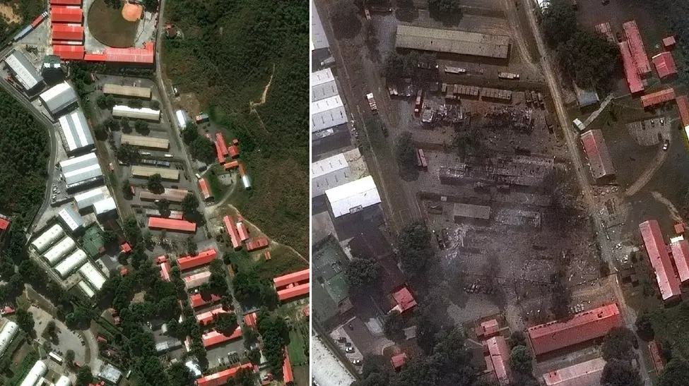 Imagini din satelit cu Fuerte Tiuna înainte și după atacul american